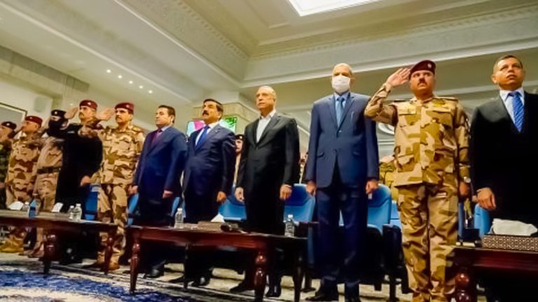 Iraq PM Al-Kadhimi attends security conference at JOC headquarters