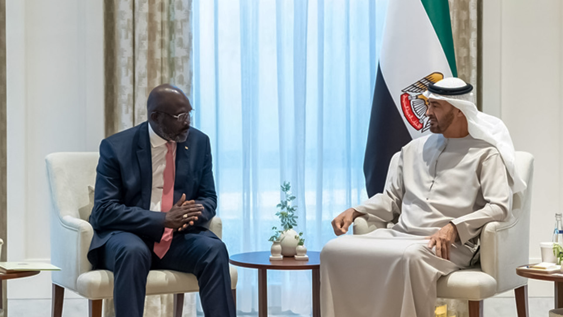 Mohammed bin Zayed meets president of Liberia